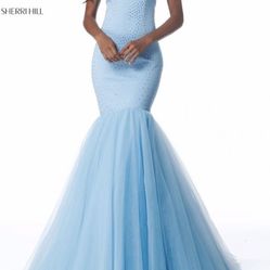 Sherri Hill Blue Dance Costume with Tulle Skirt