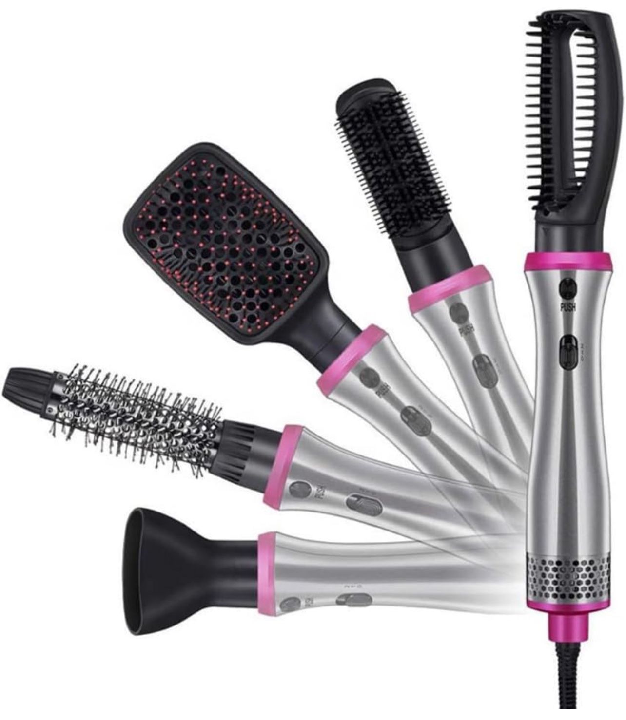 5 In1 Negative Hair Dryer Brush Curling Iron Straightener Hot Air Brush Comb Styling Tools Air Blower Dryer Air Comb