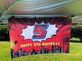 Spider-Man 5Th Birthday Party Backdrop Banner
