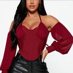 Madeline Bandage Bustier Top - Wine