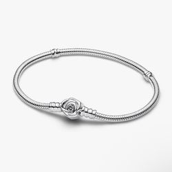 Pandora Rose in Bloom Clasp Snake Chain Bracelet