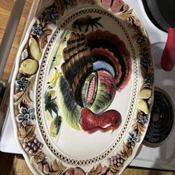 Vintage Large Ceramic Turkey Platter
