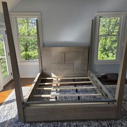 Gray Rustic California King Poster Bed Frame
