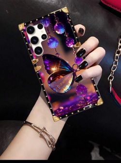 1pc Purple Butterfly Pattern Shockproof Fashionable Phone Case, Suitable For Samsung Galaxy S26 Ultra/S26/S26 Plus, 17 Pro Max/ 17 Air/16 Pro Max