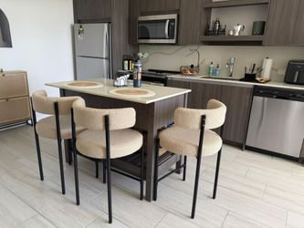 Beige Boucle Counter Stools