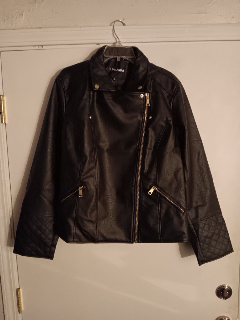Womens Leather Moto Jacket 