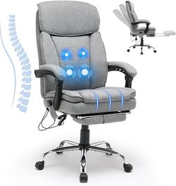 HOMREST Reclining Office Chair with 4-Point Massage, Breathable Fabric Executive Chair with
