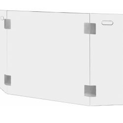 3-Panel Fireplace Screen Decorative Tempered Glass Guard Fence w/Side Handle, Clear 47.75" Width x 30" Height