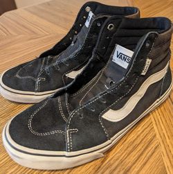 Black Vans high-top sneakers with white stripe. Size 8 Mens
