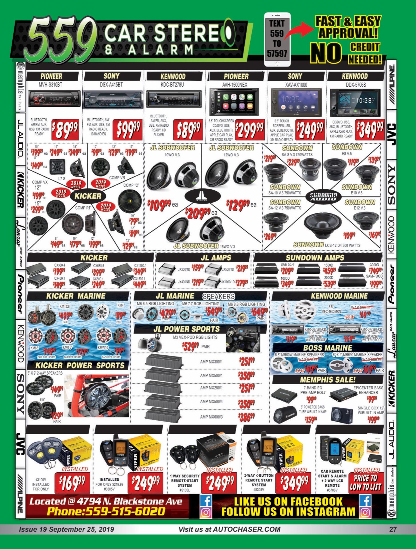 Car Audio Sale !! @ 559 Car Stereo & Alarm !