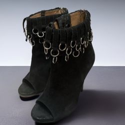 balmain Open Toe Suede Black boots Size 5.5/36 Made In Italy MSRP $1225