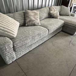 Nice 2pc Corduroy Sectional Sofa 