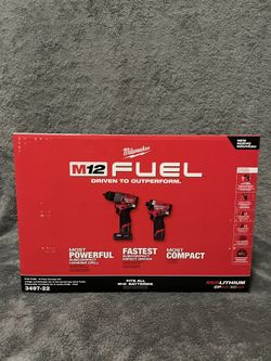 Milwaukee M12 FUEL 12-Volt Lithium-Ion Brushless Cordless Hammer Drill and Impact Driver Combo Kit w/2 Batteries and Bag 