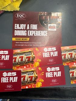 1free night stay at emeral queen casino 100 dining ticket for slahal steakhouse 150 free play