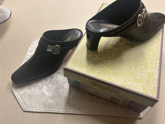 Black Suede And Leather Brighton Heels