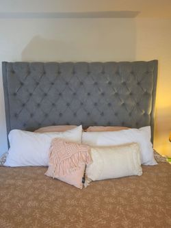 6ft King Headboard Footboard Tufted Cloth