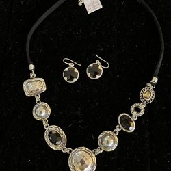 Sterling Silver & Chalcedony Earrings w/Necklace 