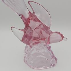 Gorgeous Vintage L.E.Smith Pink Glass Bird In Flight 