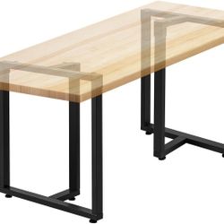 Metal Table Legs, 28" H x 24" W Heavy Duty Industrial Furniture Legs for Dinning Table Legs,Computer Table Legs,Office Table Legs, 2Pcs Black Desk Tab