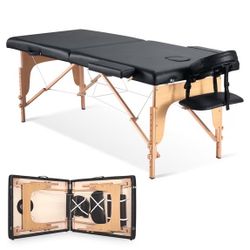 Naipo Portable Massage Table Massage Bed Lash Bed Spa Bed Tatto Table Adjustable Height 9 Levels Maximum Weight 496LB 2 Wood