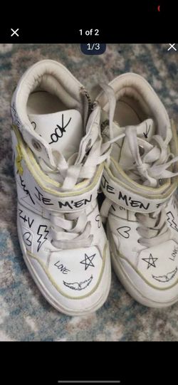 White High-Top Sneakers with Graffiti Art