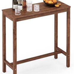 F-Bar Table, 38" Bar Height Pub Table, Counter Height Bar Table, Rectangular High Top Table for Narrow Space, Kitchen Dining Tables with Sturdy Wood A