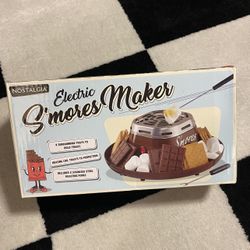 Nostalgia Indoor Electric Stainless Steel S'mores Maker with 4 Compartment Trays for Graham Crackers, Chocolate, Marshmallows and 2 Roasting Forks