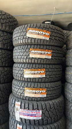 265/70r17 Arroyo A/T Set of 4 new tires includes installation and balance