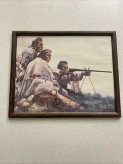 SHARP SHOOTER Native American Troy Denton Print Framed 17 1/2" x 22
