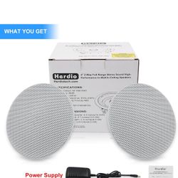 Herdio 4 Inches Flush Mount 2 Way Full Range in Wall Bluetooth Ceiling Speakers