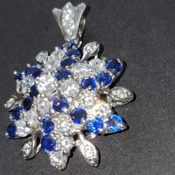 Crystal Sapphire Necklace Pendant 