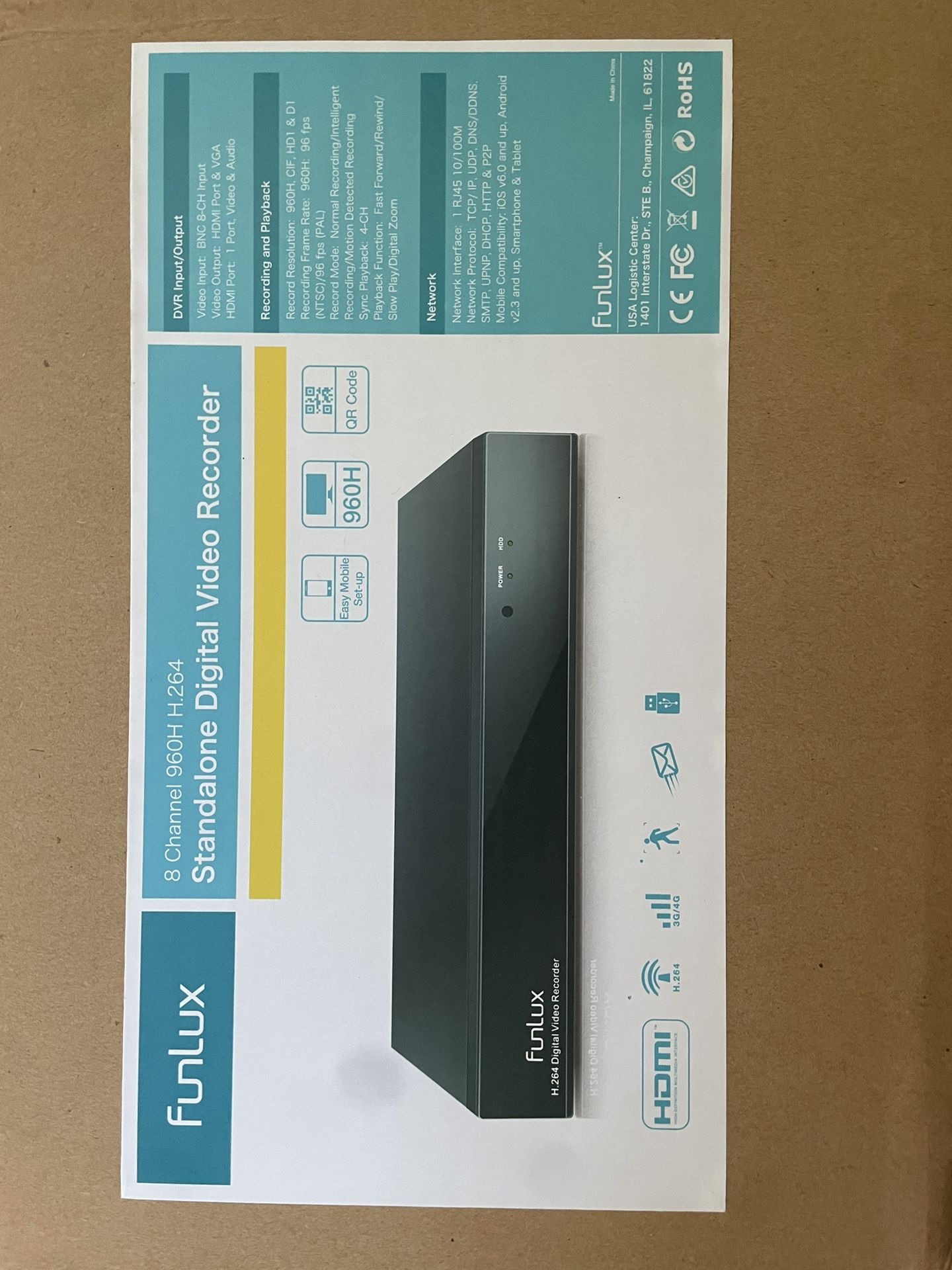 Funlux digital video recorder with 8 outdoor cameras