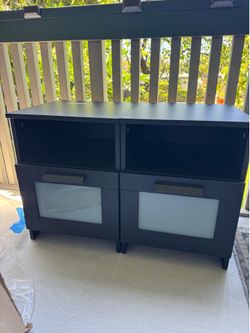 IKEA BRIMNES Black Nightstands – Set of 2