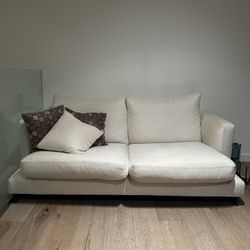 White Textured Fabric Loveseat 