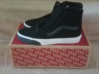Size 10 Vans Sk8-Hi Black/True White Leather Sneaker