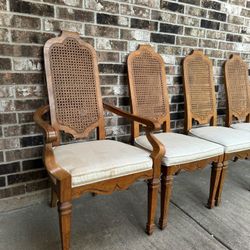 Vintage Cane Back Dining Chairs (Set Of 6)