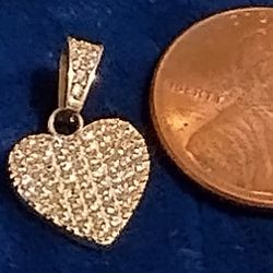 10K Gold Heart Pendant w/ Swarovski Diamond Crystals