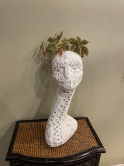 Glamorous White Goddess Mosaic Planter Pot Head