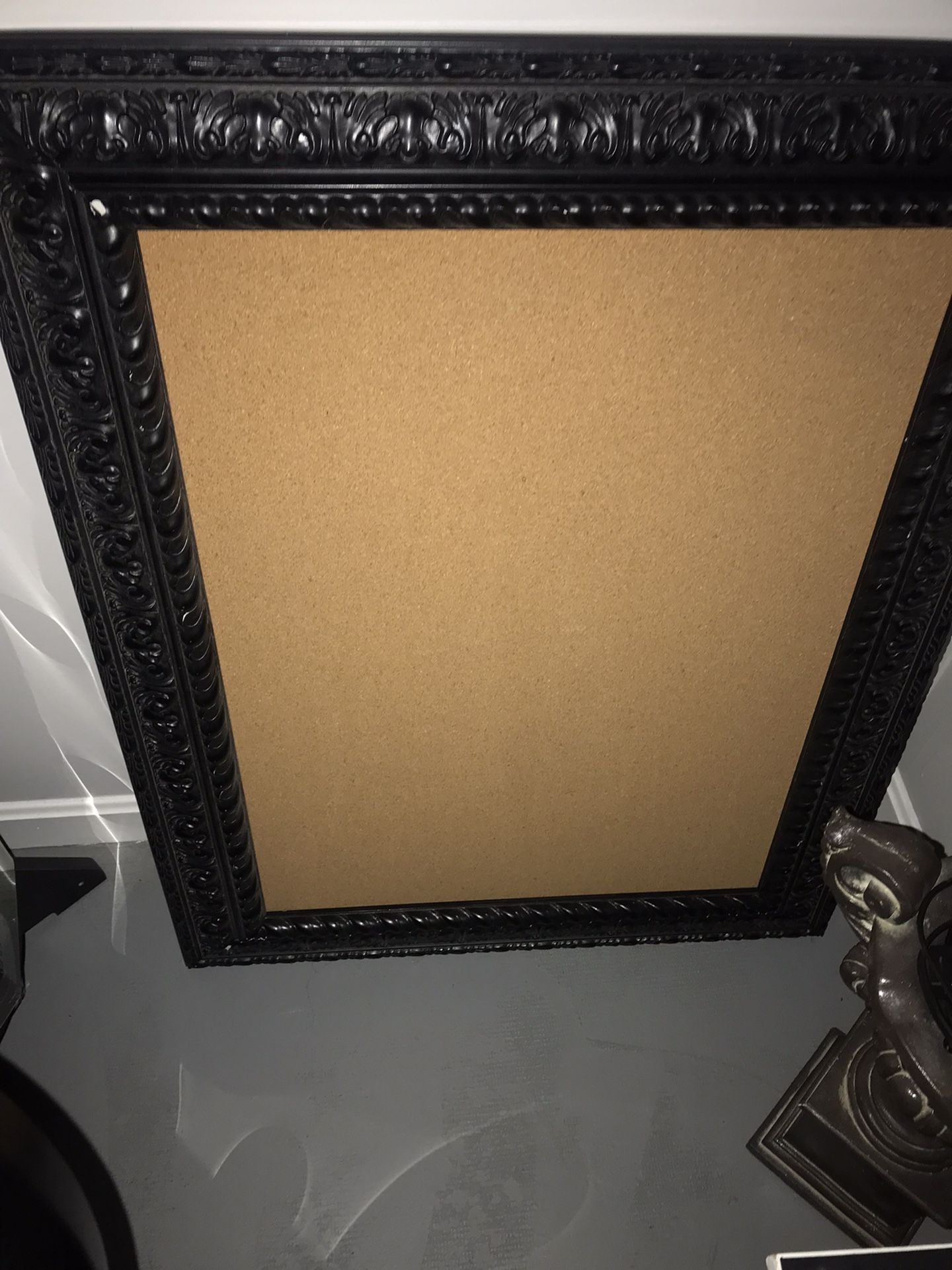 Large Matte Black Fancy Frame With Cork Board In The Middle ( Framed From Hobby Lobby 