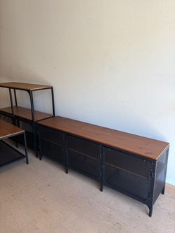 IKEA Living Room Set - wood & black metal design