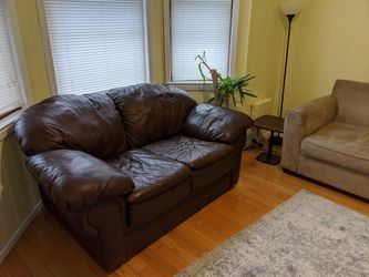 Genuine leather sofa loveseat