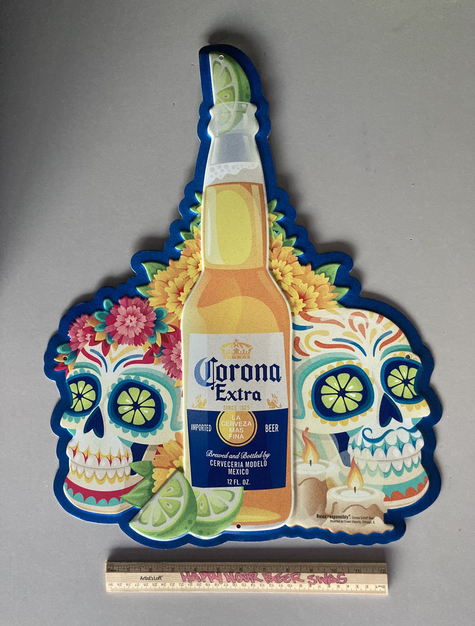 🎁 New Corona Extra Day Of Dead Skull Metal Beer Bar Tin Sign