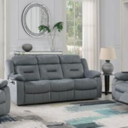 Grey Recliner Sofa Set (3pc) BRAND NEW