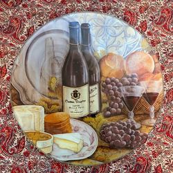 Round Glass Wine and Cheese Cutting Board