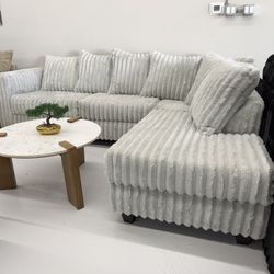 Grey Sectional Tufted New Box 