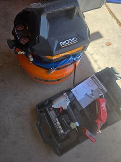 Ridgid  air compressor + tools