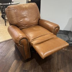 Genuine Leather Recliner And Matching Armchair