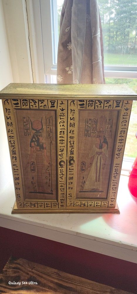 Egyptian Themed Hieroglyphics Storage Cabinet