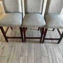 Gray Beaded Counter Stools -set Of 3