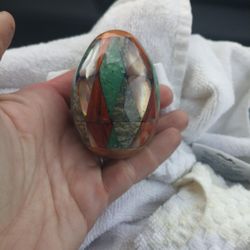 Egg Made With Jasper/Mother Of Pearl And Other Stones